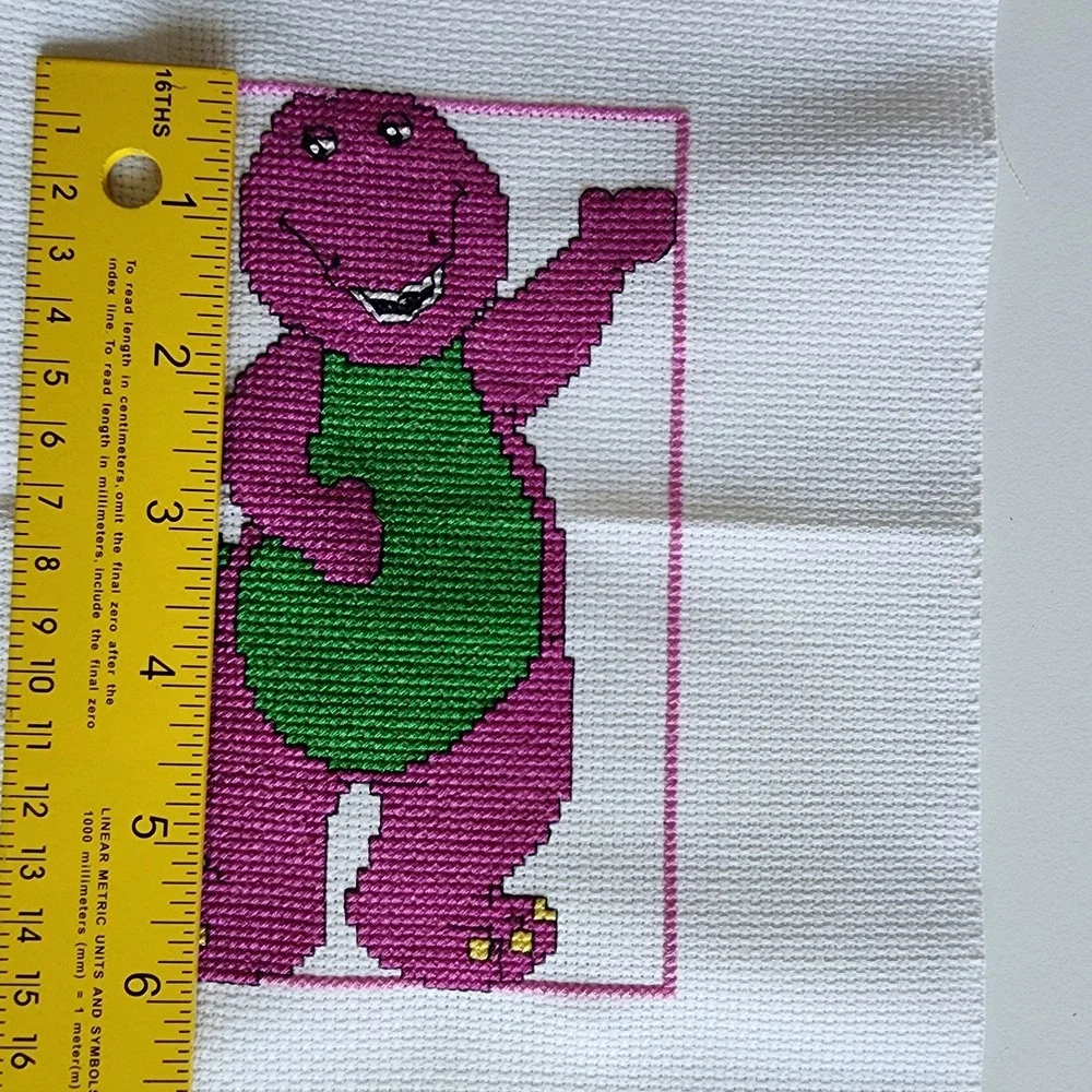 Barney The Purple Dinosaur Art Cross Stitch Finished Piece Patch Picture Art - Picture 6 of 9